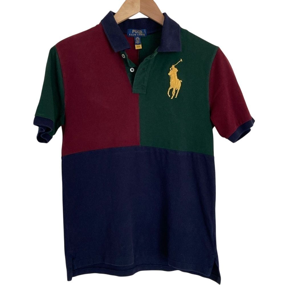 Polo Ralph Lauren Youth Color Block‎ Short Sleeve Polo Shirt Size L Big Pony